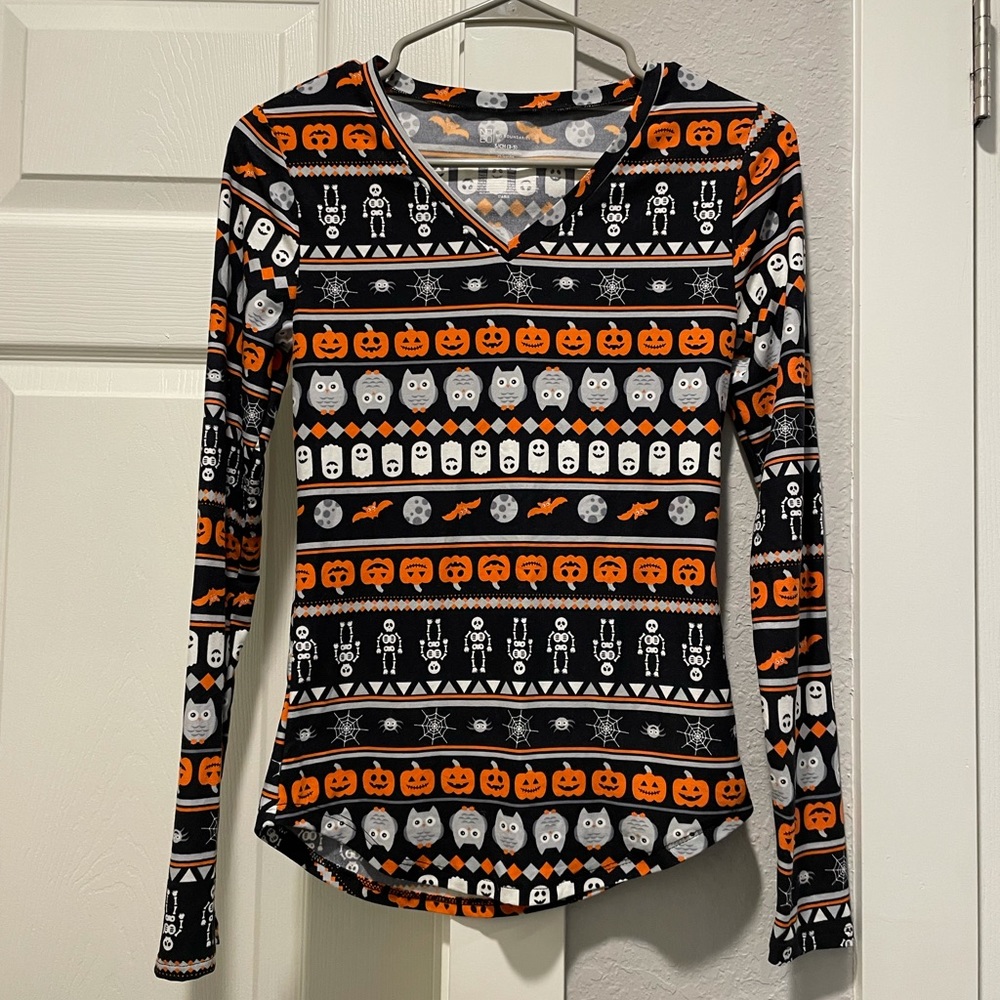 No Boundaries Halloween Long Sleeve Top - Black, Orange, White